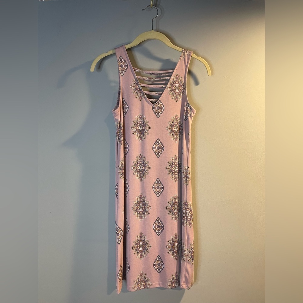Pink boho mini dress